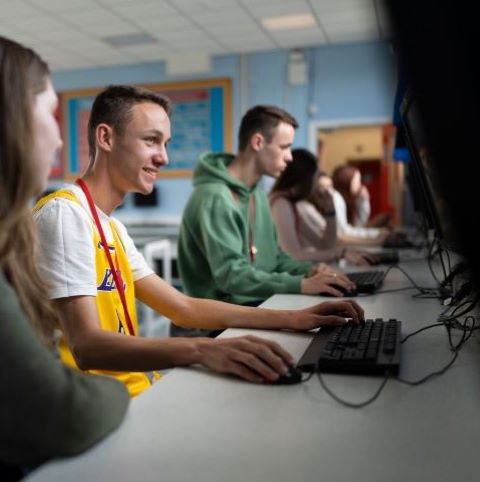Students in classroom using computers