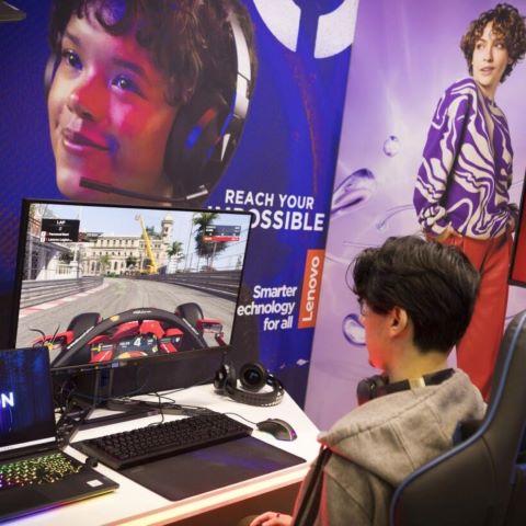 Student playing a video game