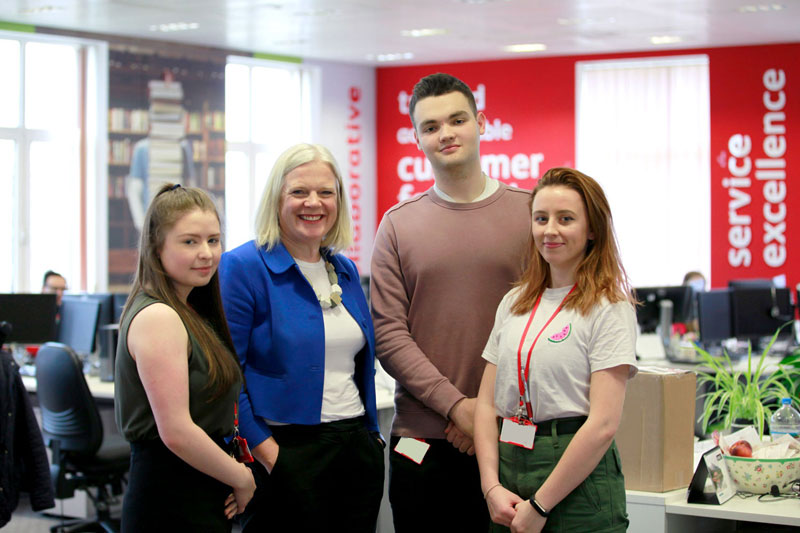 Apprentices at UCAS with UCAS' Chief Executive