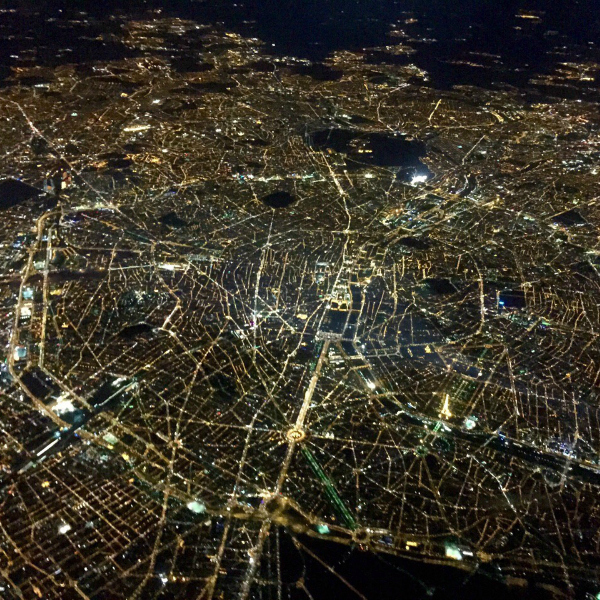 Pilot's view of city at night Pilot's view of city at night