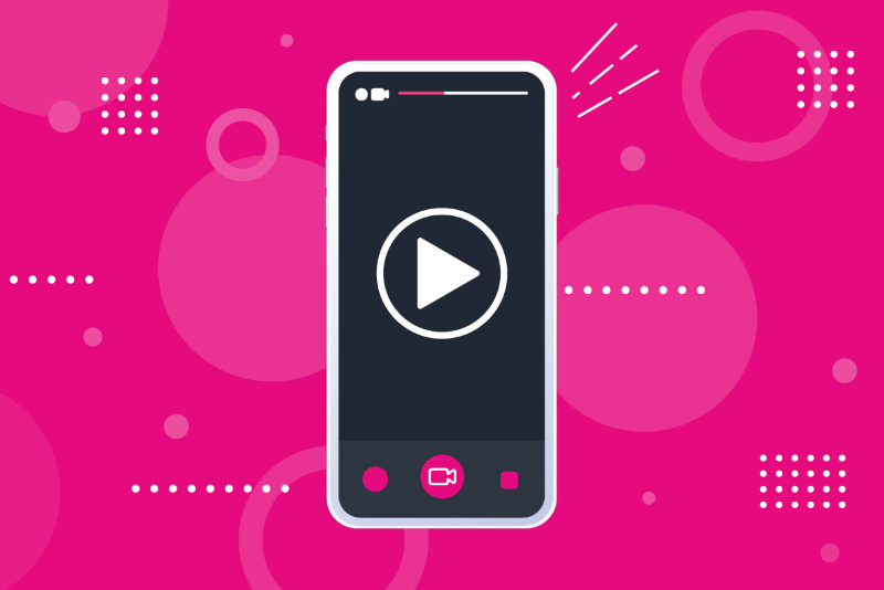 Graphic of video play button on a mobile phone
