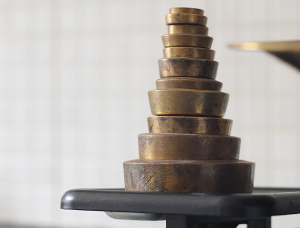 Weights on a scale