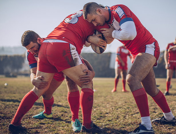 Rugby players on pitch