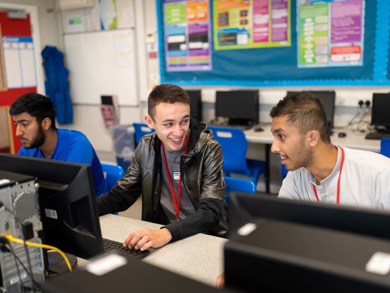Students in classroom using computers