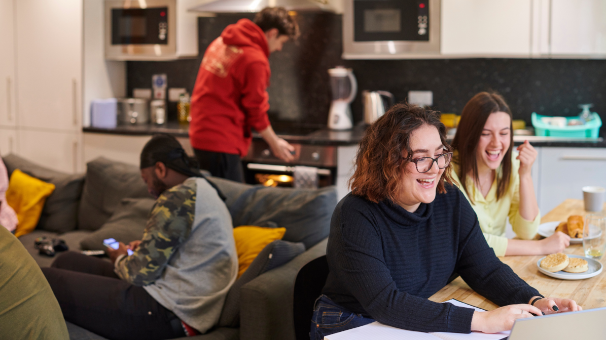 Industry_Marketing_Article_Accommodation_ A group of students sat talking in student accommodation