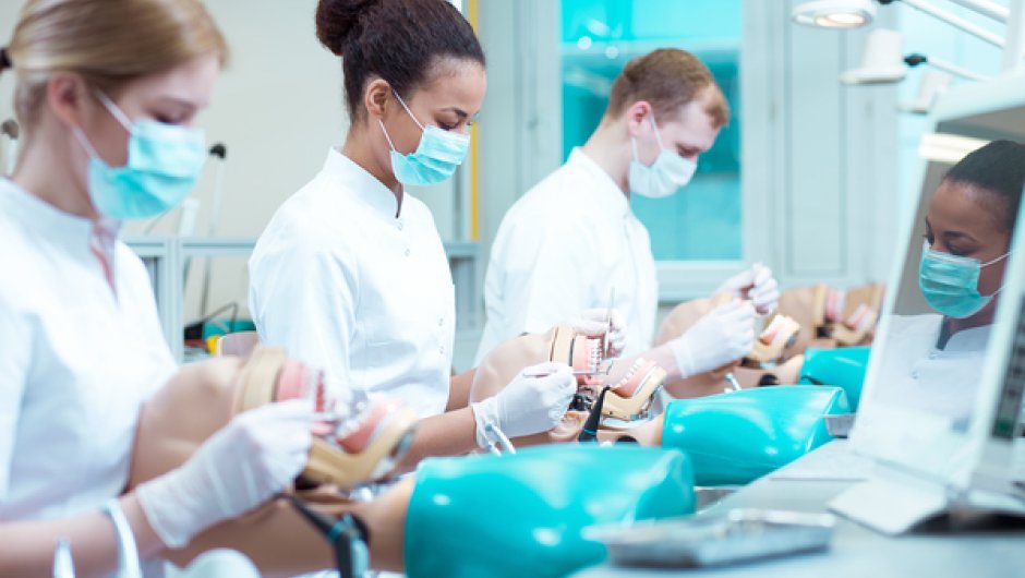 Dentistry apprentices in laboratory