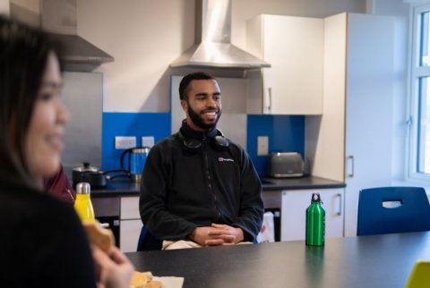 Students in shared kitchen