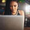 Student using UCAS CV Builder on laptop